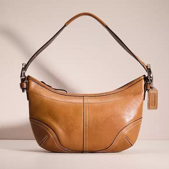 Vintage y2k 90s COACH Warm Brown Leather Slouchy Hobo Shoulder Bag 9464 - Picture 1 of 12